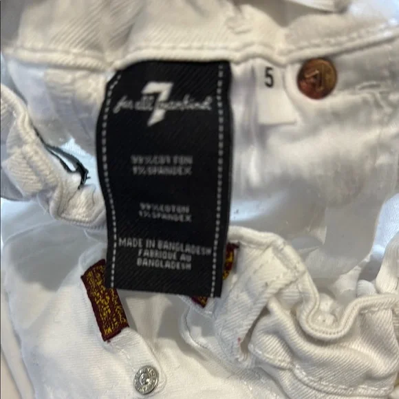 7 For All Man Kind White Denim Toddler Jeans - Picture 3 of 4